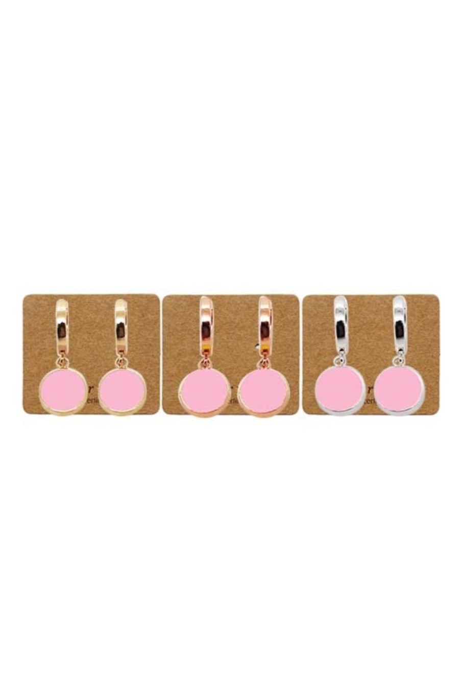 Accessories Fabienne | Ear Mints 9Mm Enamel Huggie | Rose Gold/Pink