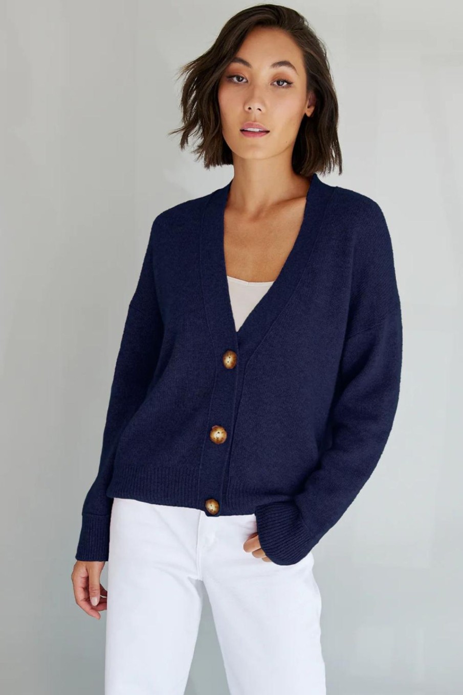 Tops Mia Fratino | Thea Button Cardi | French Navy