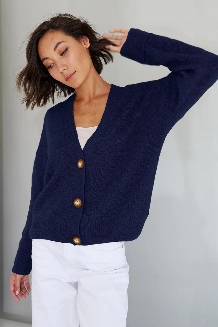 Tops Mia Fratino | Thea Button Cardi | French Navy