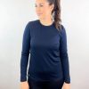 Tops Ebony | Crew Neck Satin Trim | French Navy