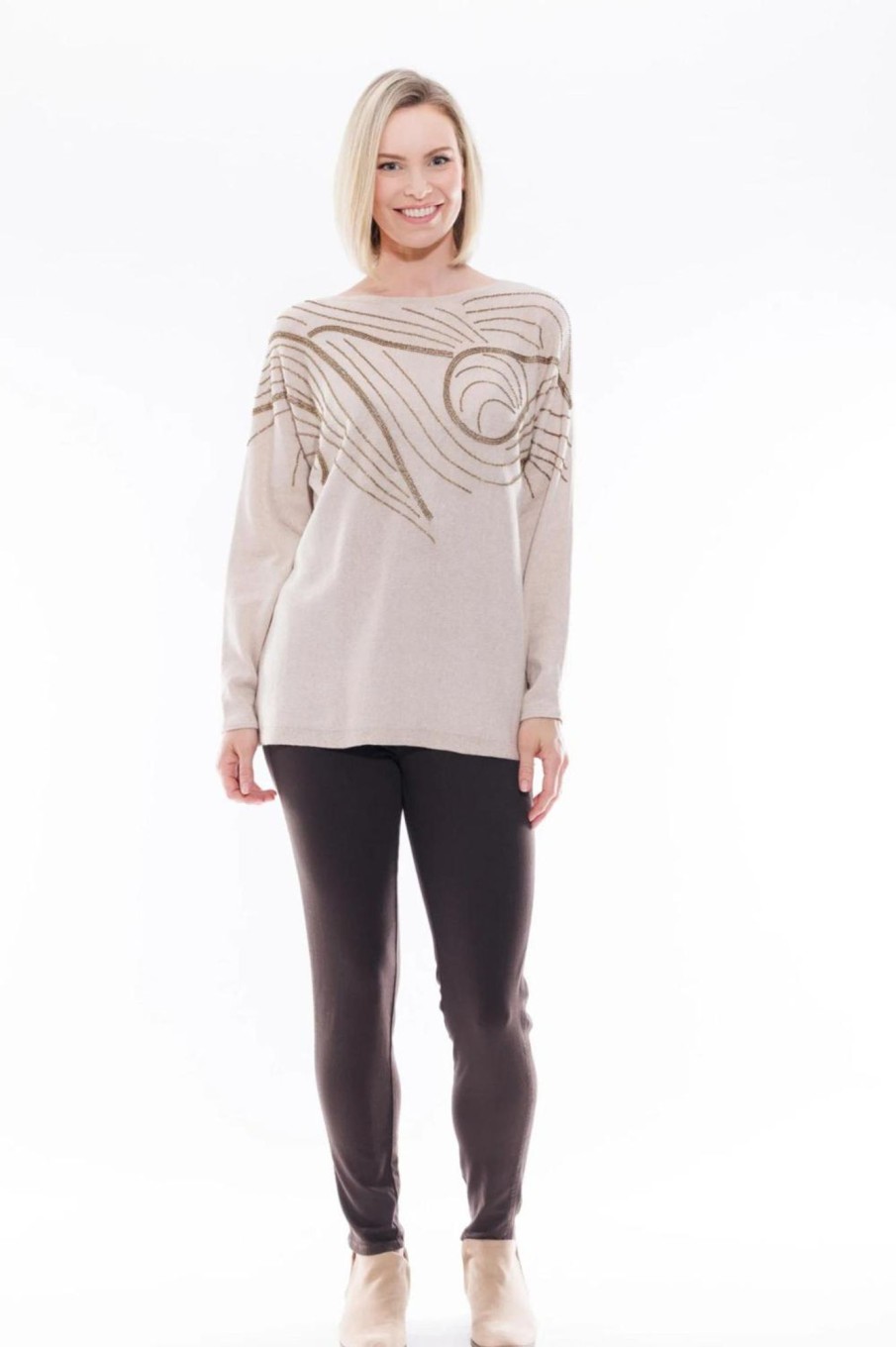 Tops Fashion Express | Batwing Jumper | Natural/Gold