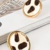 Accessories Adorne | Hide Button Stud Earrings | Cream Leopard