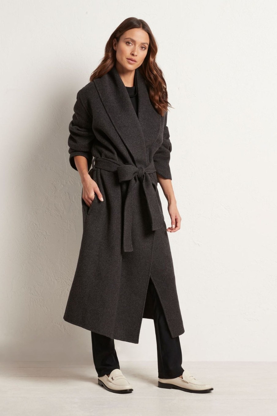 Tops Mela Purdie | Long Shawl Coat | Coal