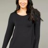 Tops Tani | Split Hem Long Sleeve Top | Black | 79410