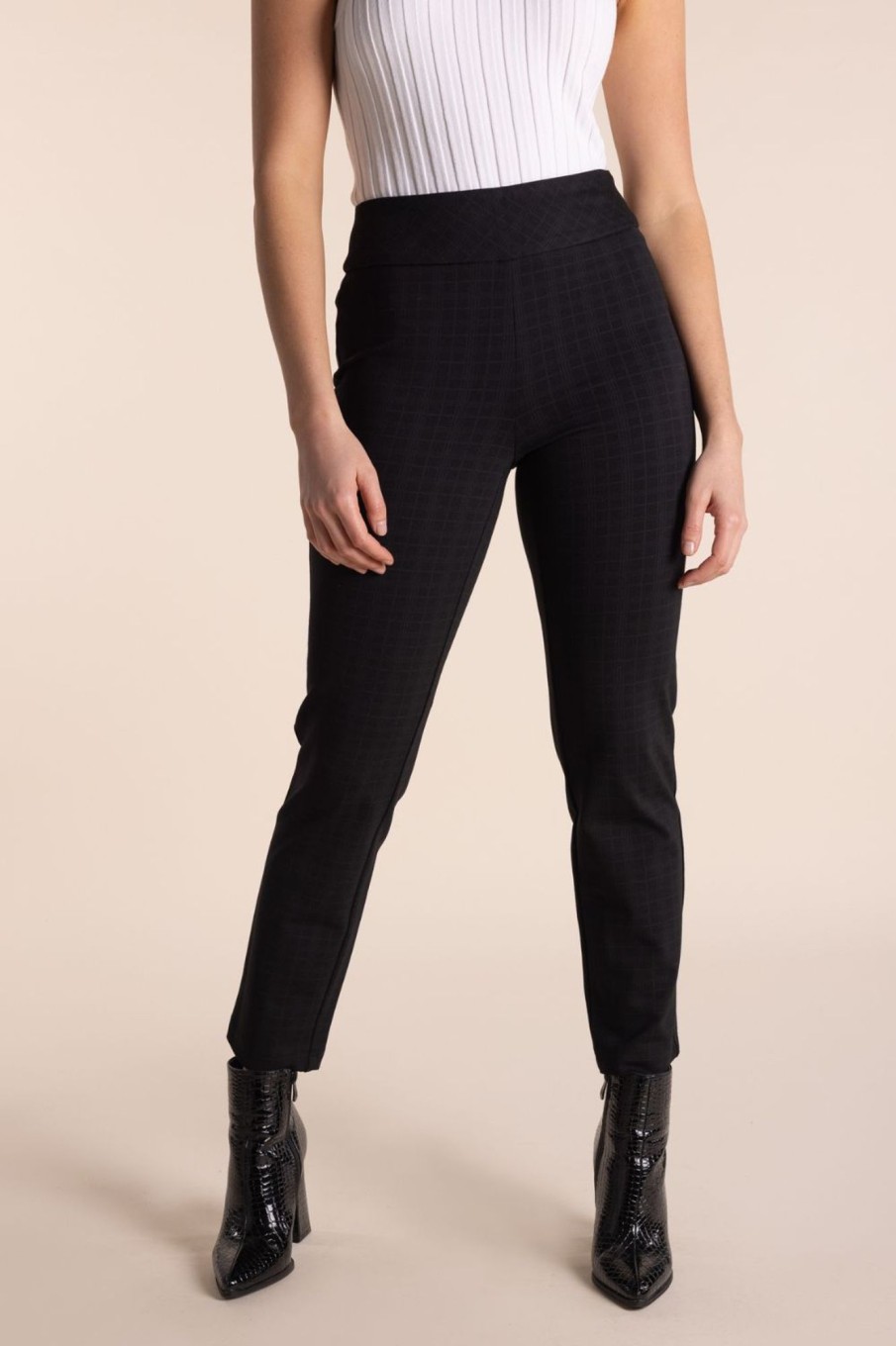 Bottoms Two T's | Pull On Check Pant | Black Check