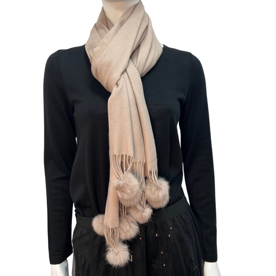 Accessories Silvermaple Boutique | Pom Pom Touch Scarf | Sand