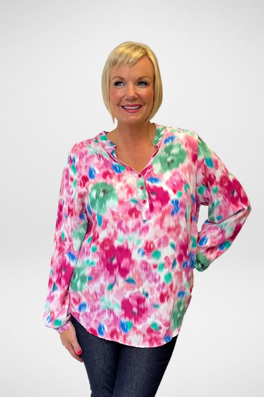 Tops Silvermaple Collection | Vanessa Shirt | Paint Brush Pink Multi