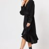 Dresses Hammock u0026 Vine | Tuxedo Satin Wrap Dress | Black