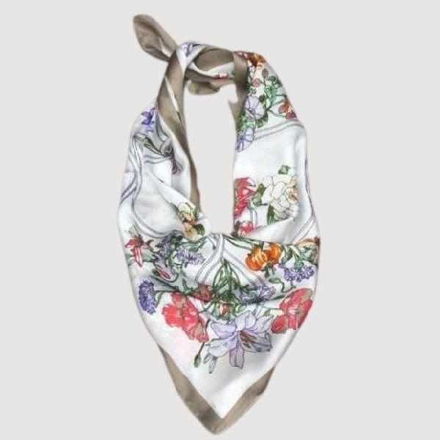 Accessories Silvermaple Boutique | Moda Silk Feel Floral Scarf | White