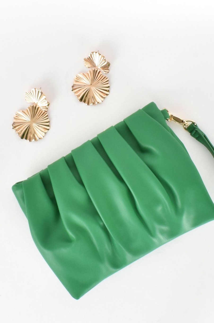 Accessories Adorne | Abbey Multi Pleat Pouch | Green