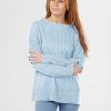 Tops Fields | Rib And Cable Pullover | Light Blue