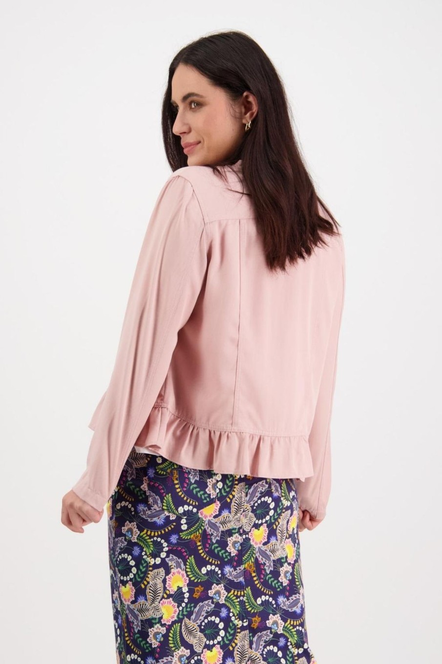 Tops Vassalli | Frill Bottom Jacket | Pink