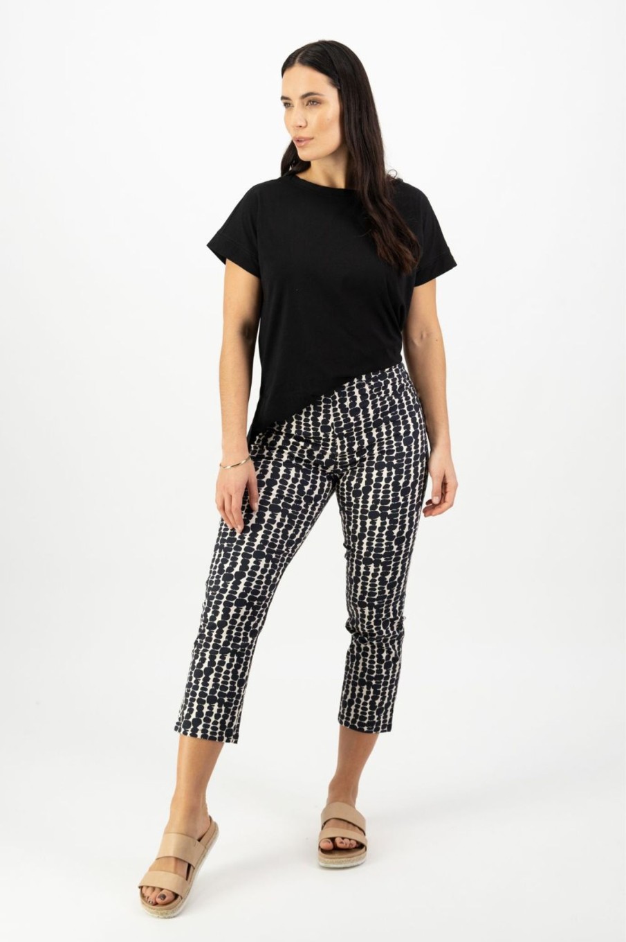 Bottoms Vassalli | Printed Lightweight Slim Leg 7/8 Pant | Cairns