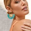 Accessories Adorne | Double Layer Event Earrings | Teal Gold