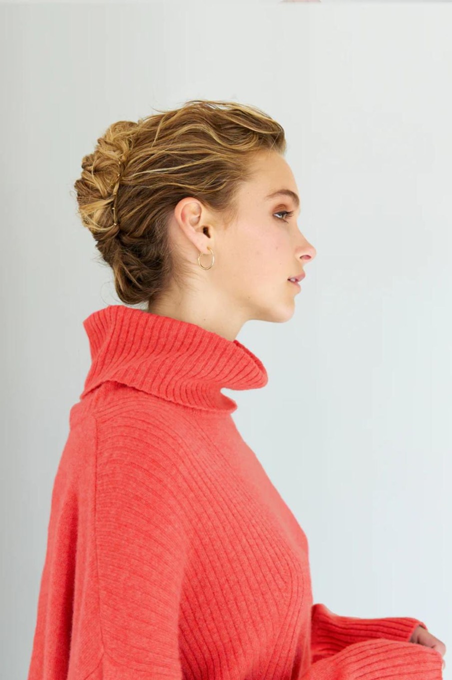 Tops Mia Fratino | Ribbed Roll Neck | Papaya