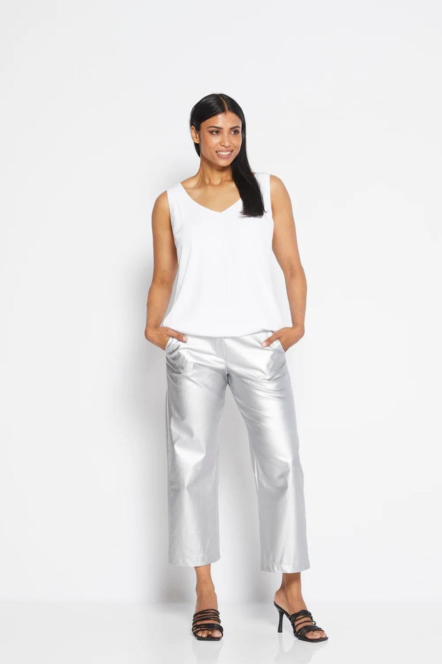 Bottoms Philosophy | Glimmer Coated 7/8 Culotte | Metallic