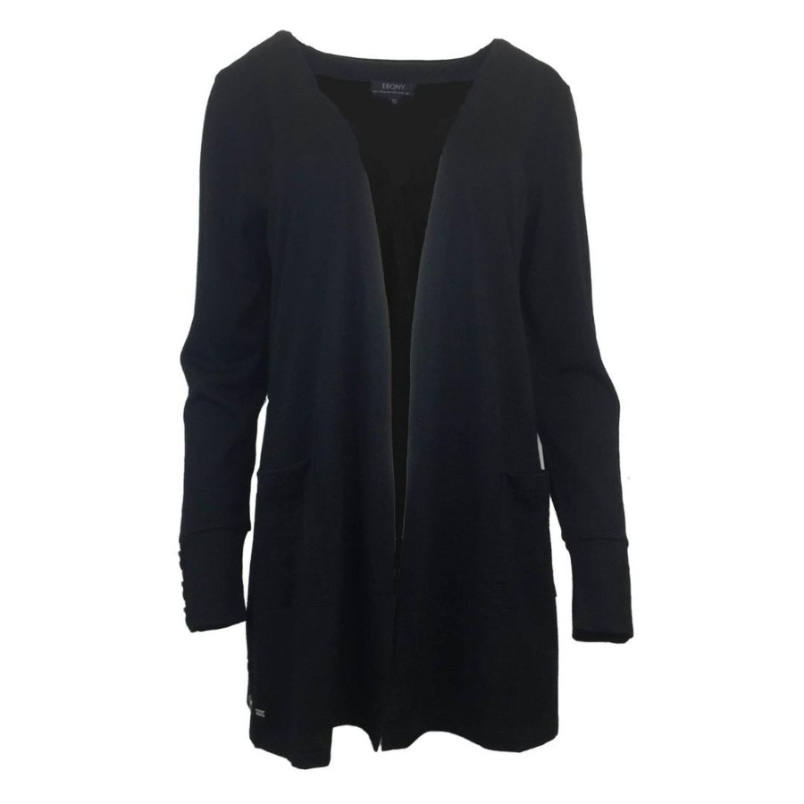 Tops Ebony | Button U0026 Pocket Cardigan | Black