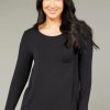 Tops Tani | Split Hem Long Sleeve Top | Black | 79410