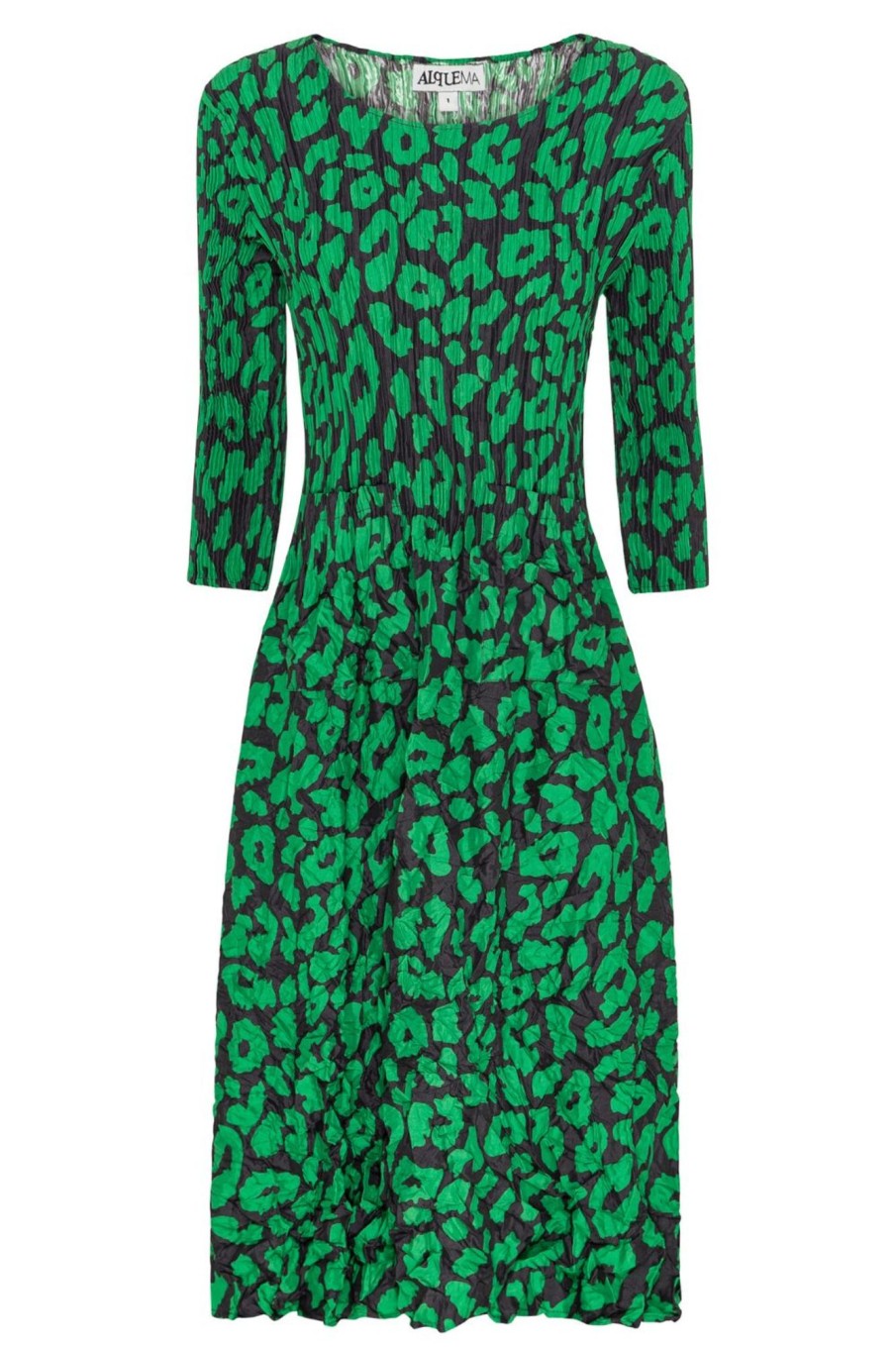 Dresses Alquema | 3/4 Sleeve Smash Pocket Dress | Emerald Leopard