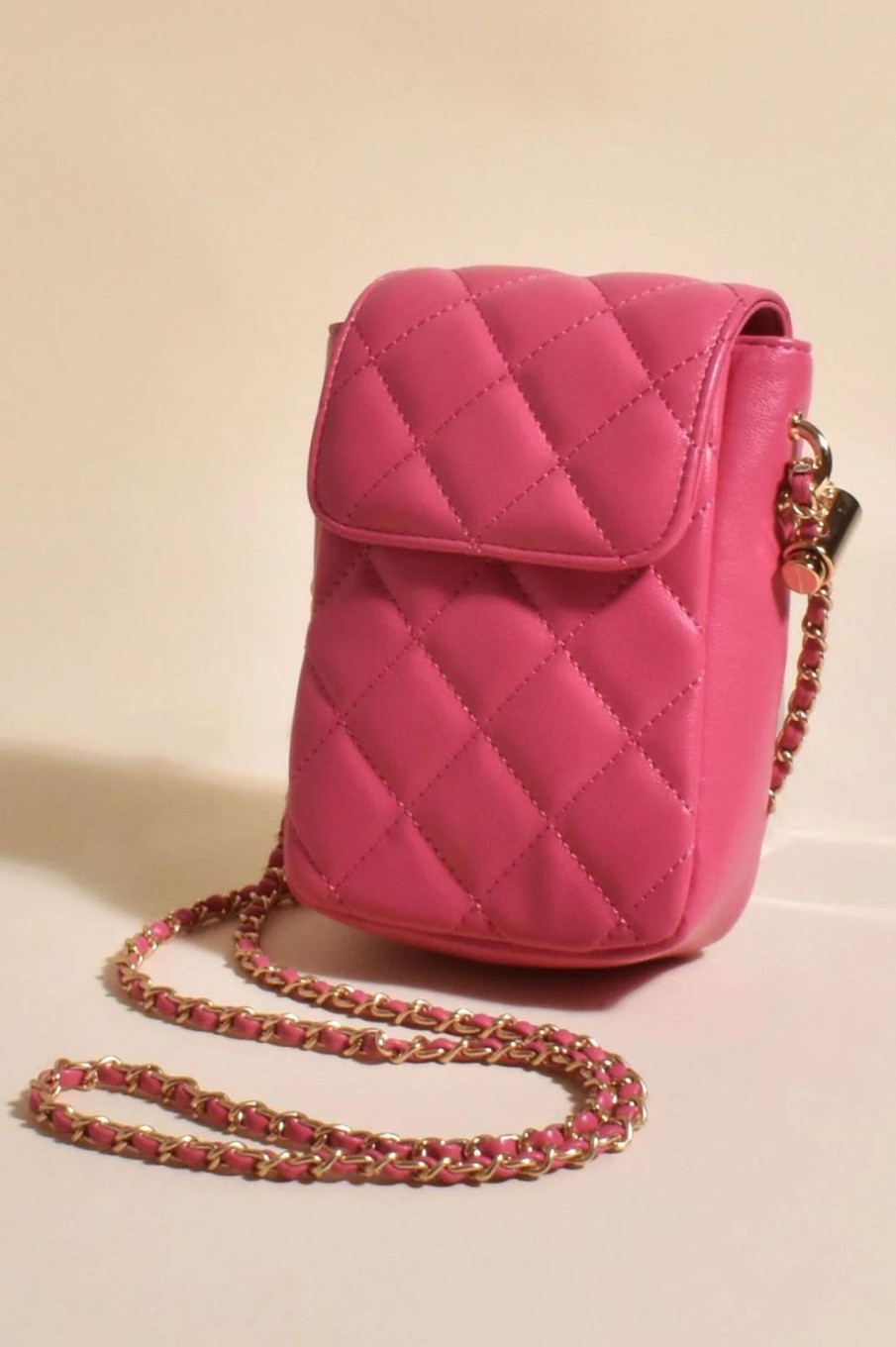 Accessories Adorne | Dakota Quilted Mini Crossbody Bag | Hot Pink