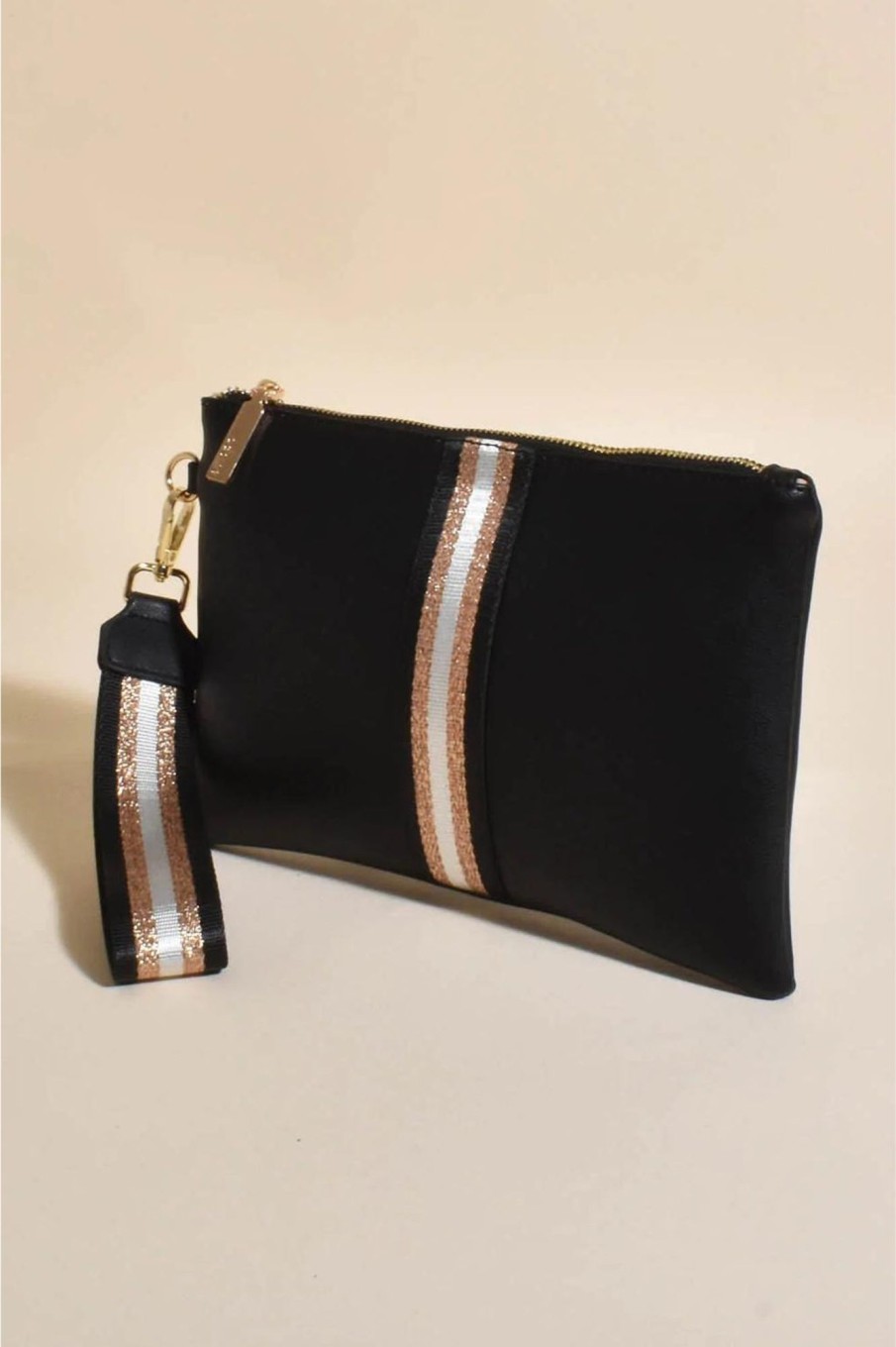 Accessories Adorne | Leila Stripe Pouch | Black