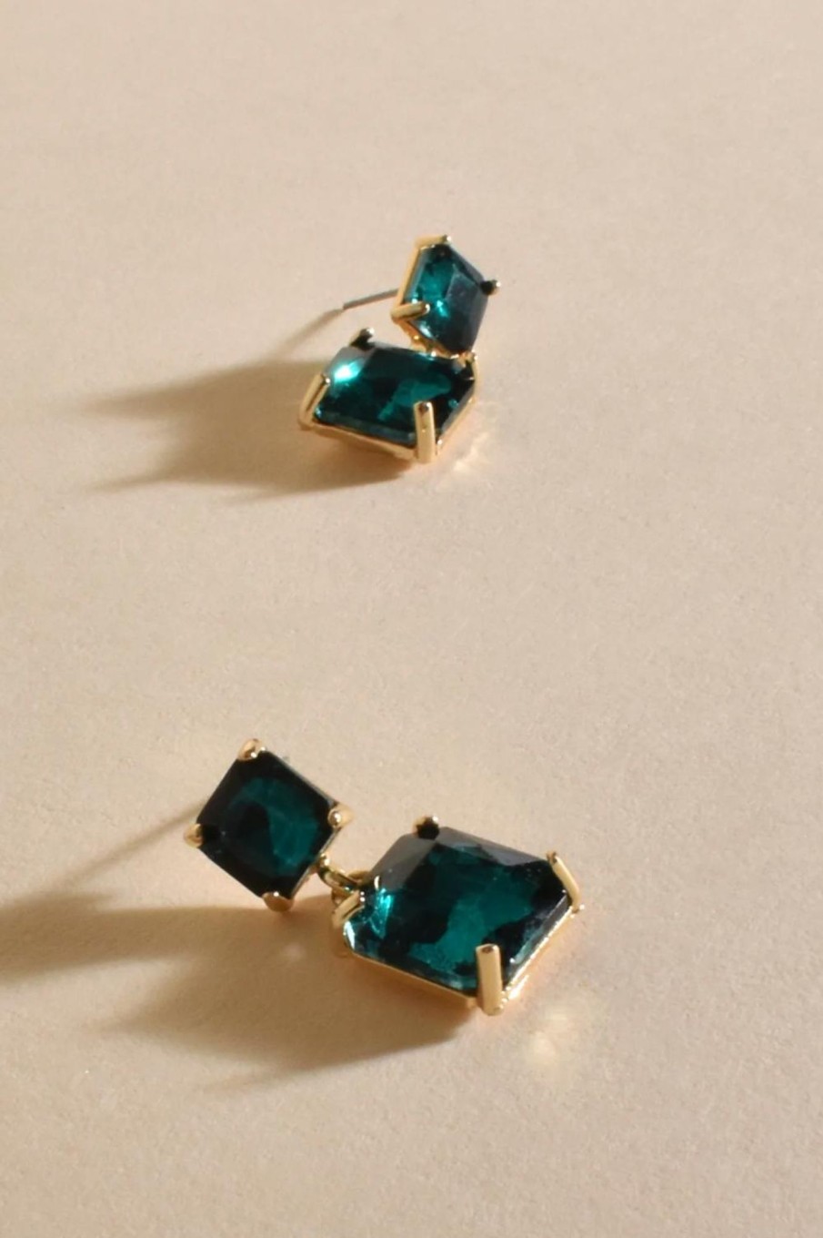 Accessories Adorne | Lottie Drop Jewel Earrings | Emerald