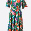 Dresses Fashion Express | Print Collared Dress | Green Paint