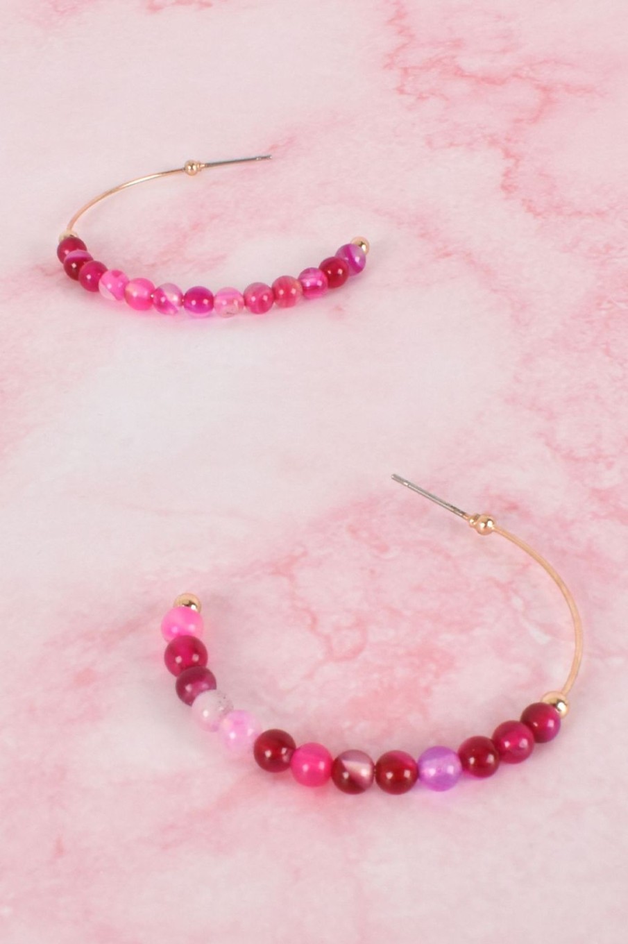 Accessories Adorne | Fine Stone Hoop Earrings | Hot Pink U0026 Gold