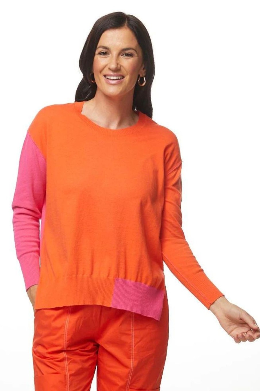 Tops LD+Co | Colour Block Jumper | Tangerine