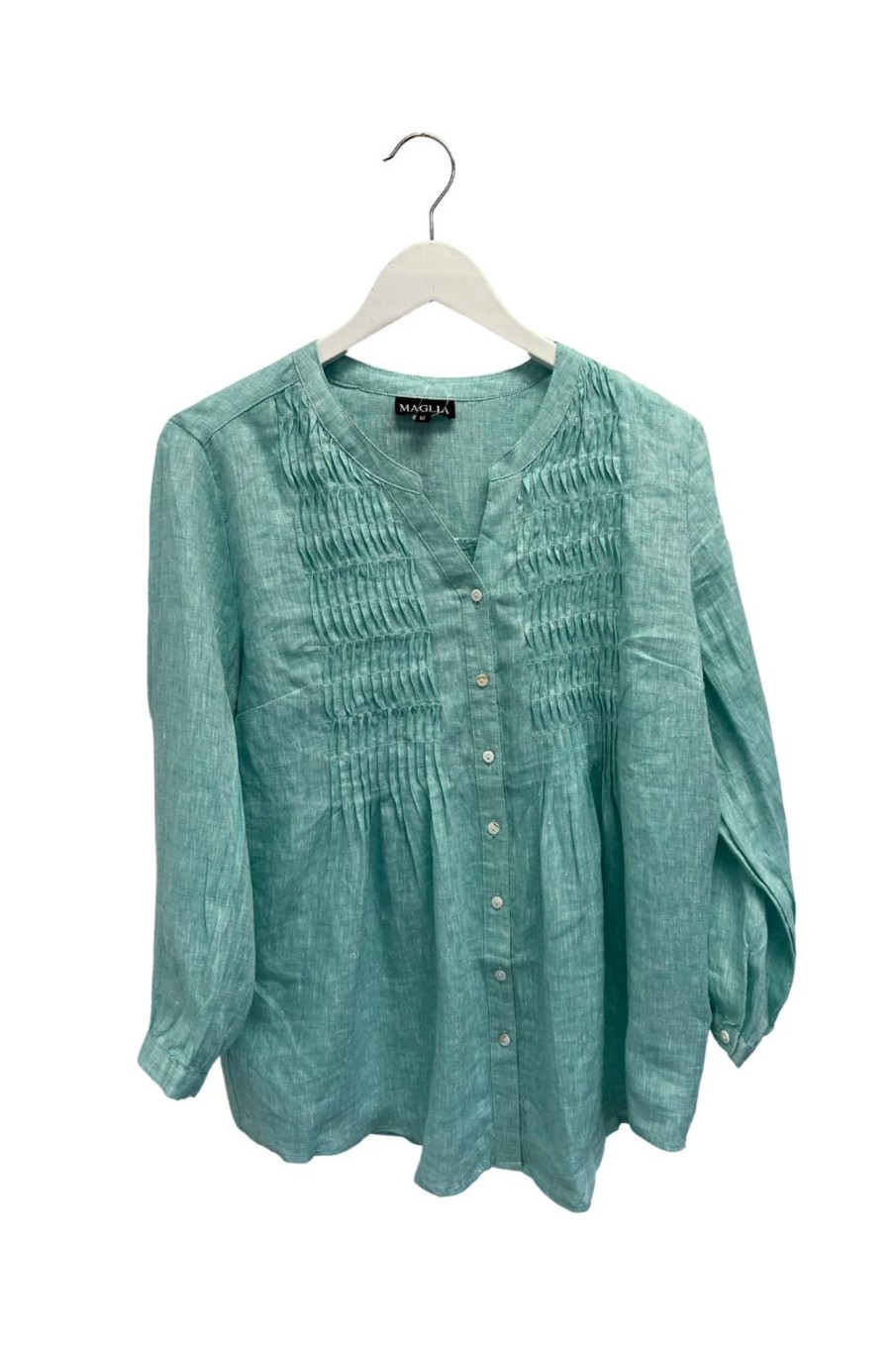 Tops Maglia | Pintuck Shirt 3/4 Sleeve | Emerald