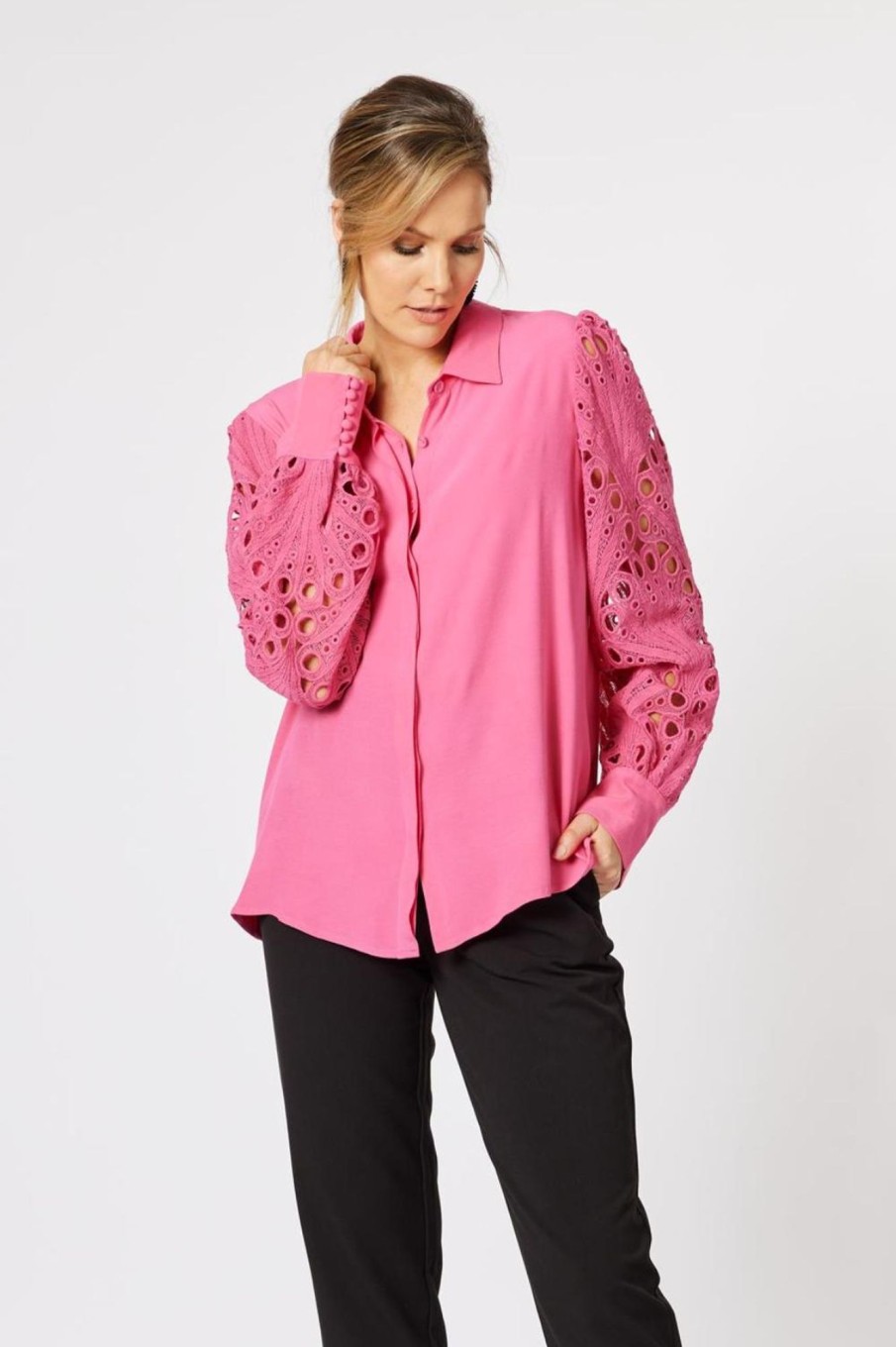 Tops Hammock u0026 Vine | Brodie Lace Shirt | Hot Pink