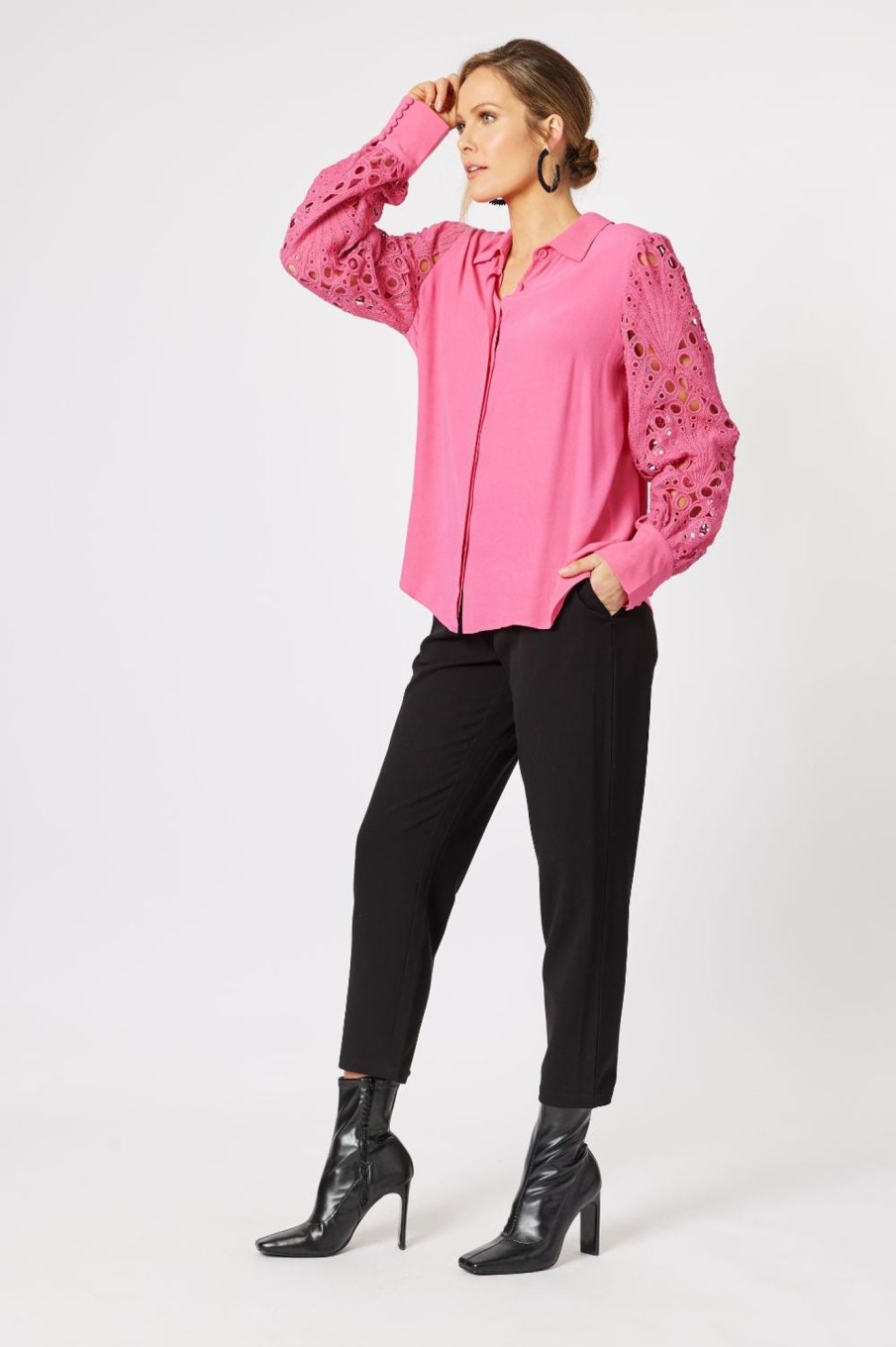 Tops Hammock u0026 Vine | Brodie Lace Shirt | Hot Pink