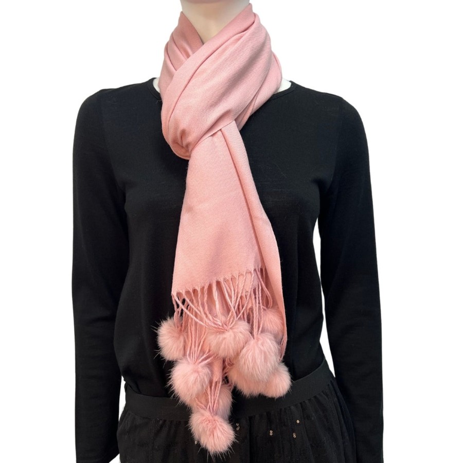 Accessories Silvermaple Boutique | Pom Pom Touch Scarf | Baby Pink