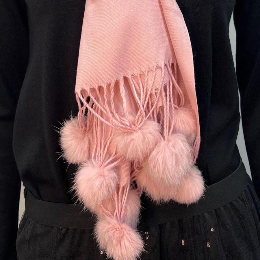 Accessories Silvermaple Boutique | Pom Pom Touch Scarf | Baby Pink