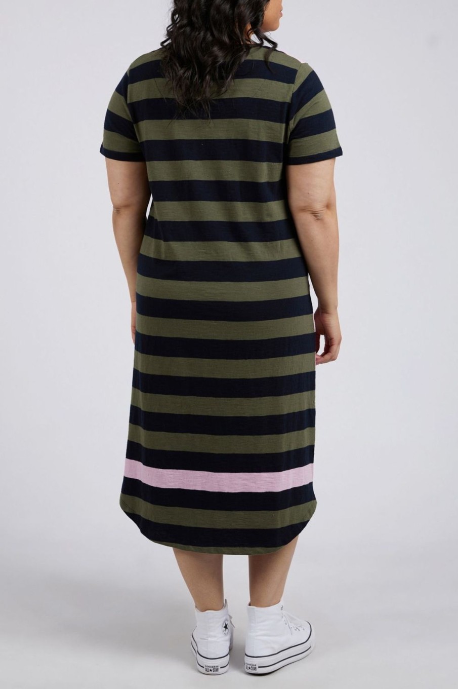 Dresses Elm Lifestyle | Mercury Stripe Dress | Khaki/Navy Pink Stripe