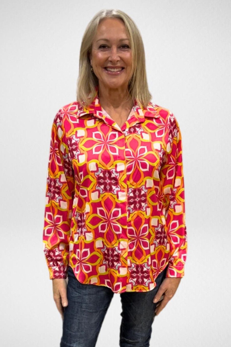 Tops Silvermaple Collection | Capri Kaleidoscope Shirt |Pink