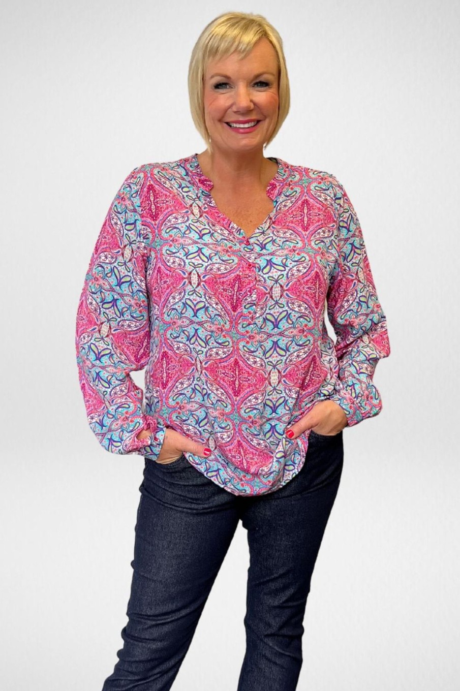 Tops Silvermaple Collection | Allegra Shirt | Paisley Pink Multi