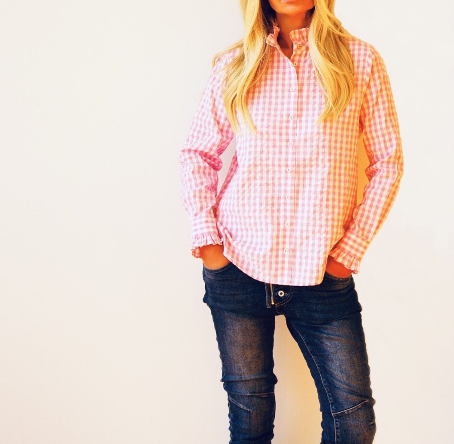 Tops Who's Charlie | Gracie Gingham Shirt | Pink U0026 White