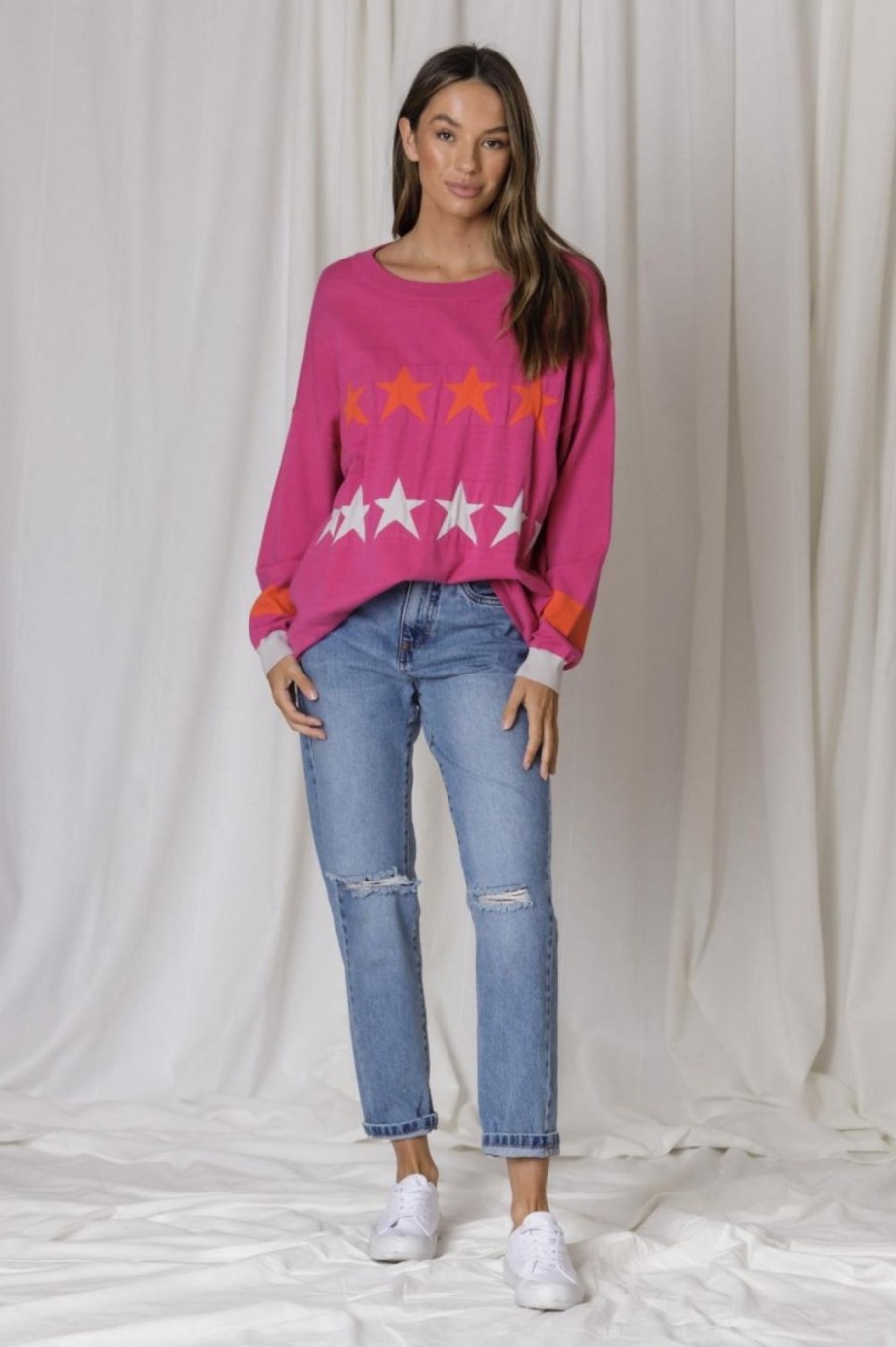 Tops Fashion Express | Matilda Crew Neck Sweat | Fuchsia