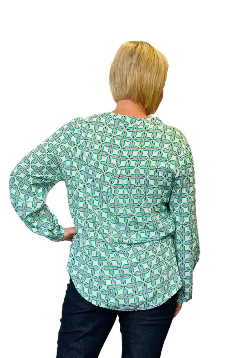 Tops Silvermaple Collection | Lara Shirt | Geometric Green