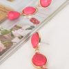 Accessories Adorne | Trio Stone Drop Earrings | Fuschia