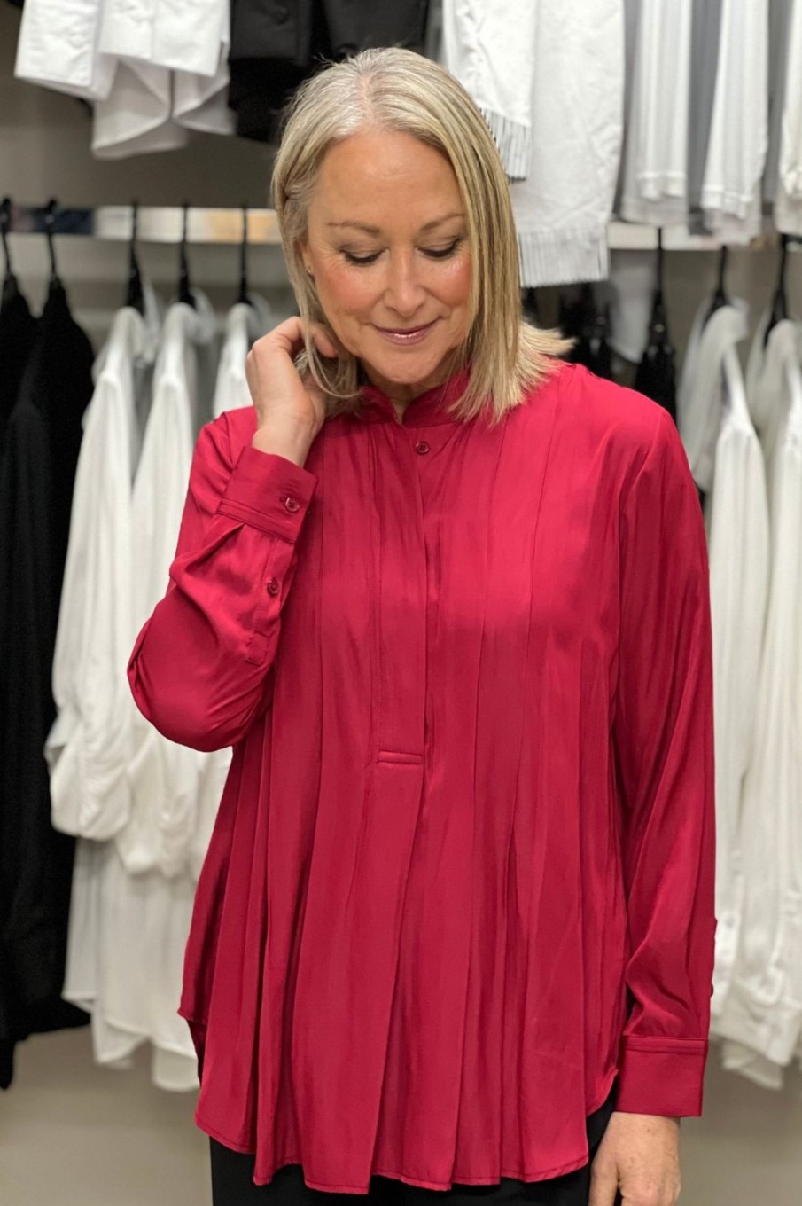 Tops Mela Purdie | Duo Pleat Shirt | Rhubarb