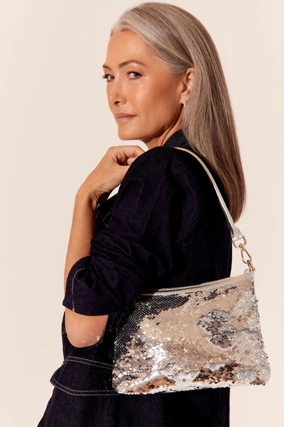 Accessories Adorne | Iris Sequin Handbag | Silver