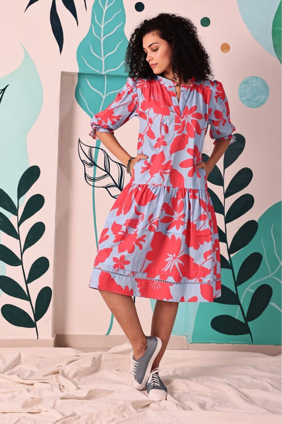 Dresses Maude Vivante | Sasha Midi Dress | Coral Floral