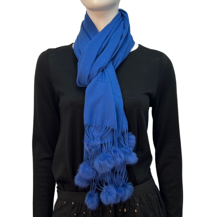 Accessories Silvermaple Boutique | Pom Pom Touch Scarf | Cobalt