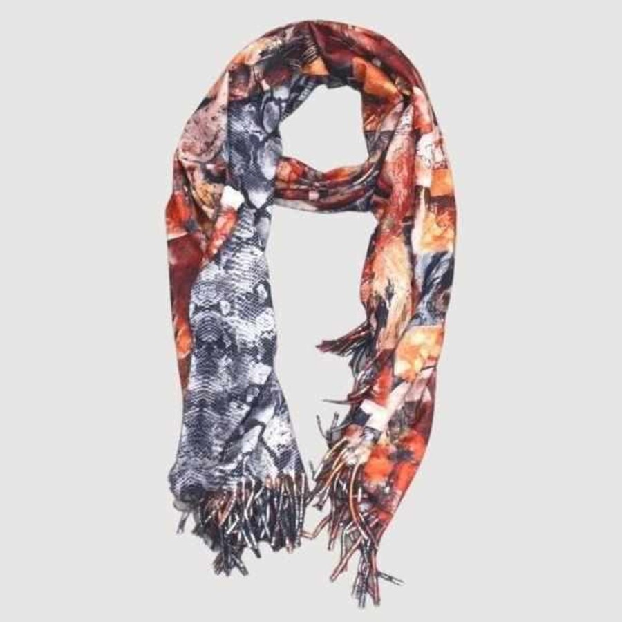 Accessories Silvermaple Boutique | Two Way Abstract Reptile Scarf | Earth