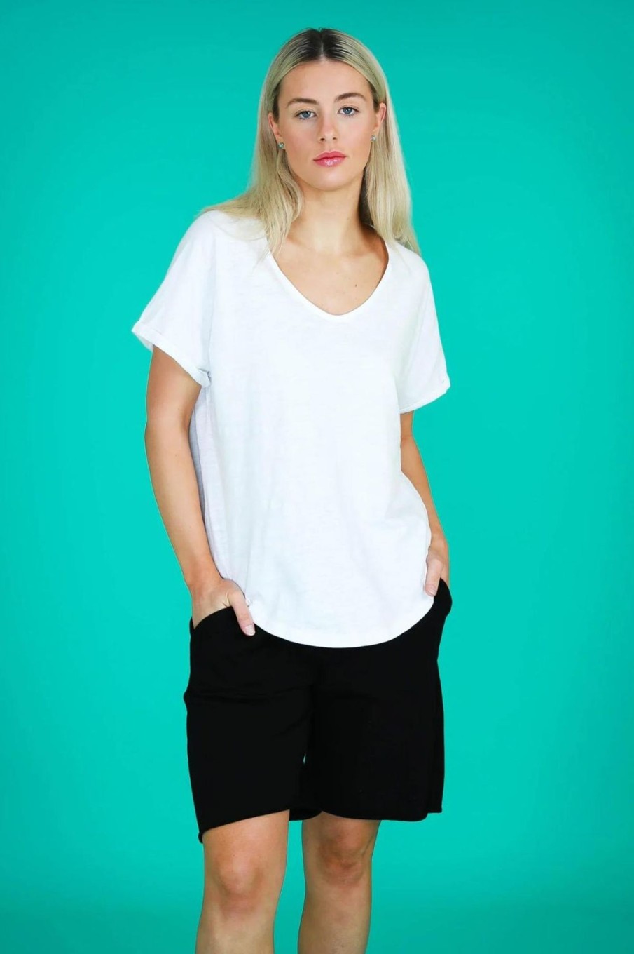 Tops 3rd Story | Milan Cuff Sleeve Tee | White