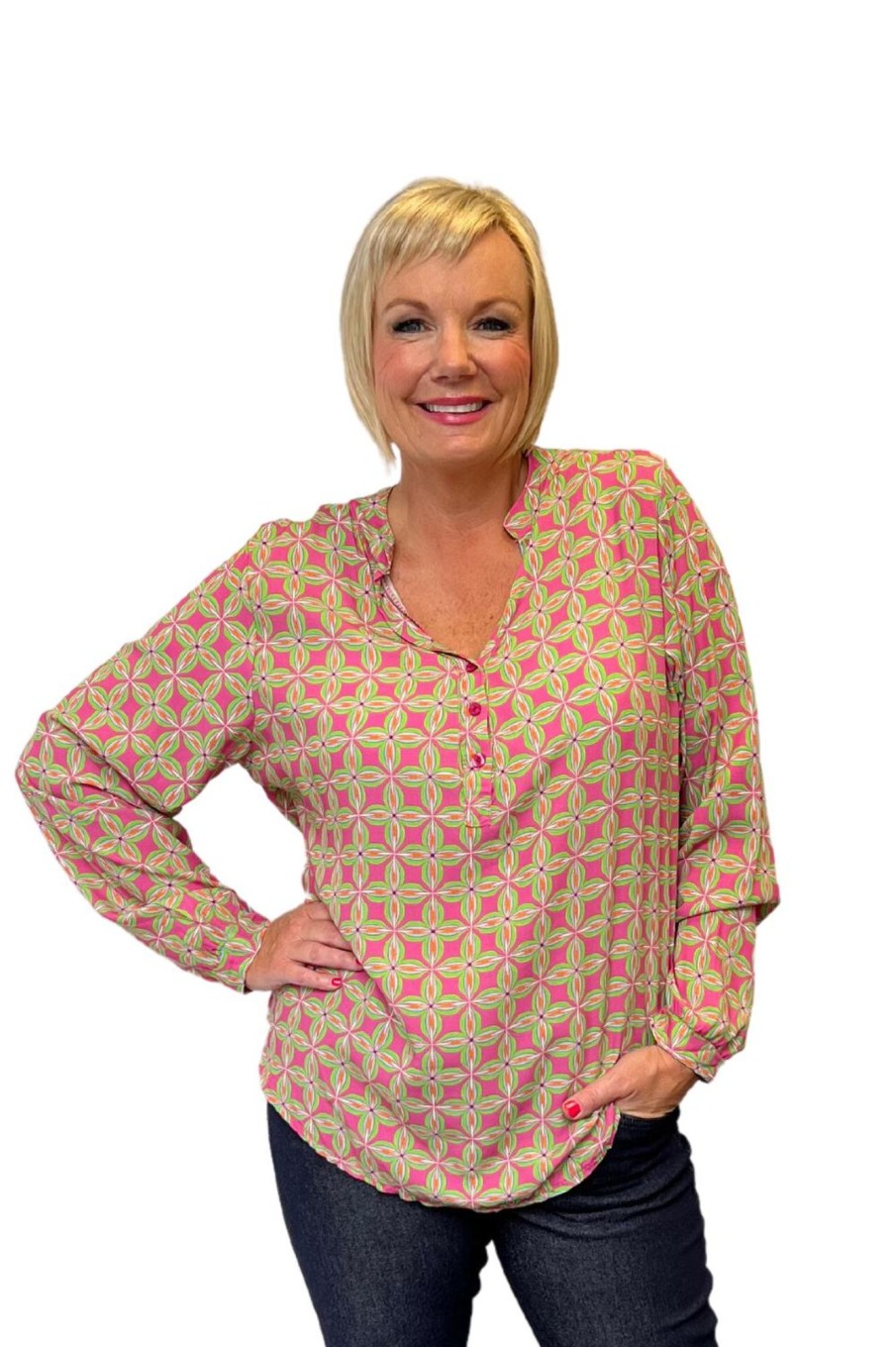 Tops Silvermaple Collection | Lara Shirt | Geometric Pink