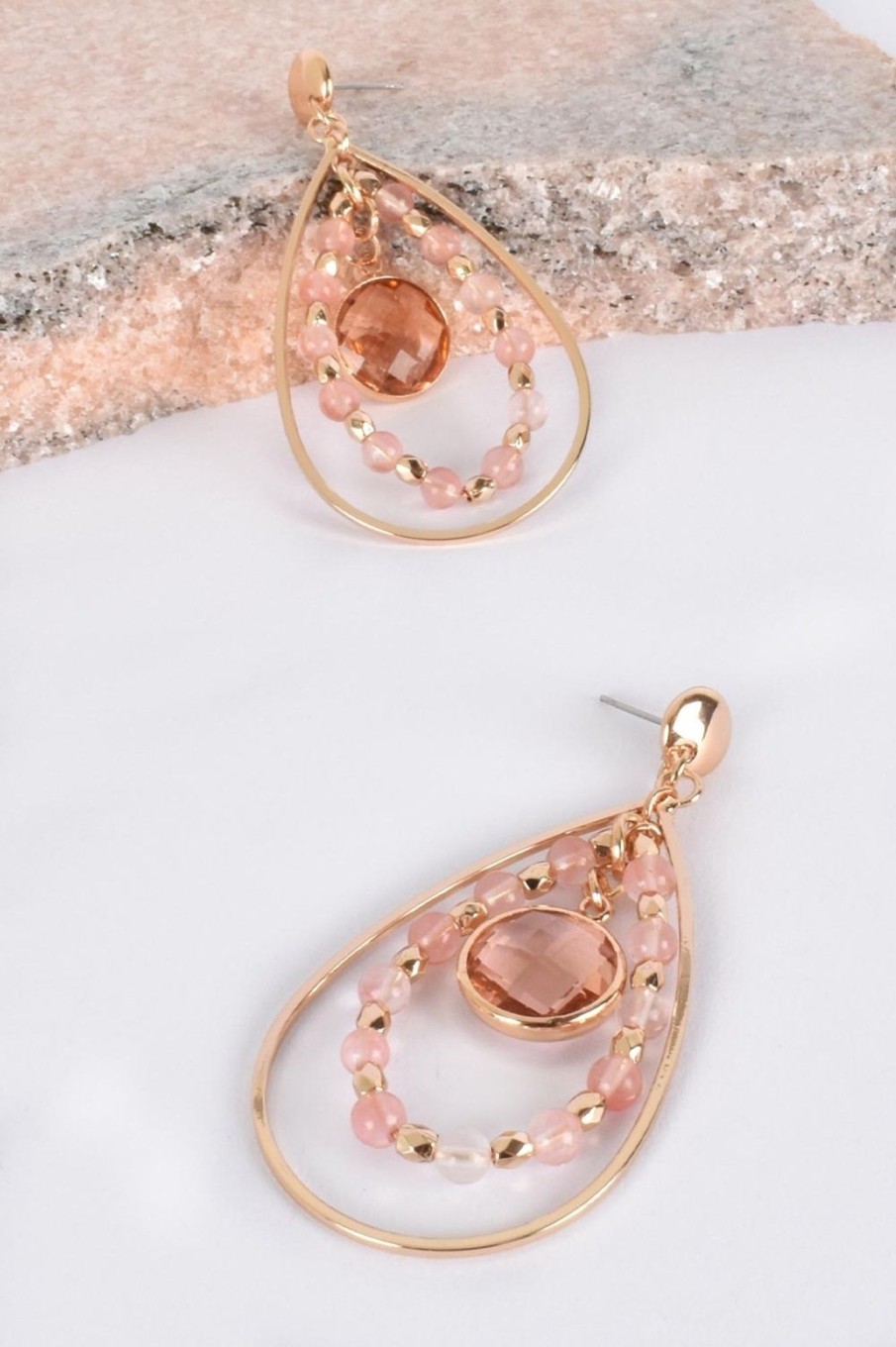 Accessories Adorne | Singapore Girl Beaded Drop Earrings | Blush/Gold