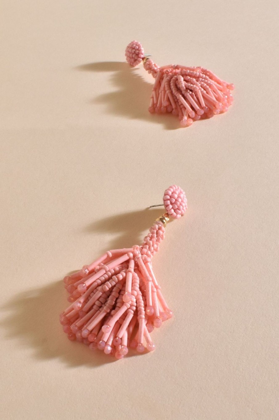 Accessories Adorne | Beaded Tassel Event Earrings | Pink